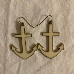 Cream Anchor Earrings